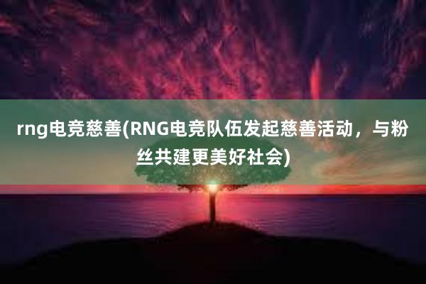 rng电竞慈善(RNG电竞队伍发起慈善活动，与粉丝共建更美好社会)