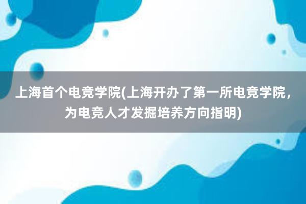 上海首个电竞学院(上海开办了第一所电竞学院，为电竞人才发掘培养方向指明)