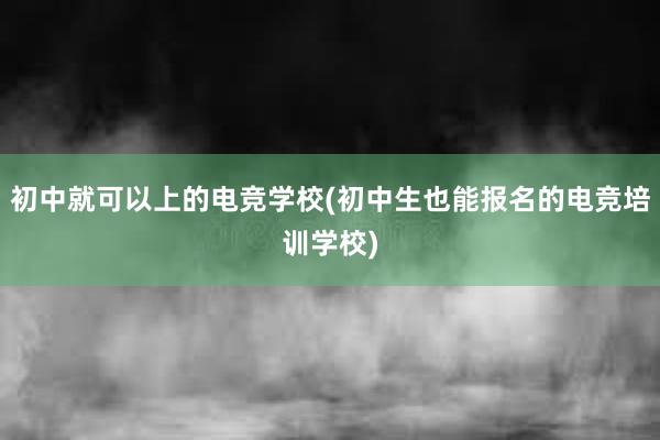 初中就可以上的电竞学校(初中生也能报名的电竞培训学校)