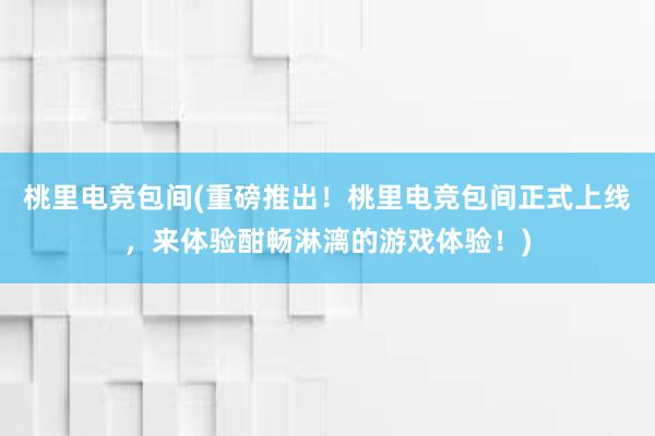 桃里电竞包间(重磅推出！桃里电竞包间正式上线，来体验酣畅淋漓的游戏体验！)