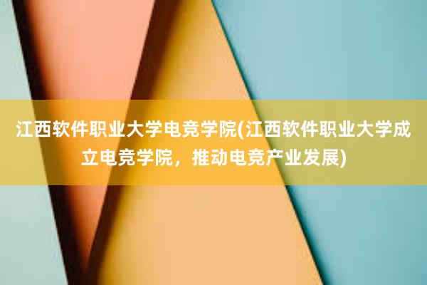 江西软件职业大学电竞学院(江西软件职业大学成立电竞学院，推动电竞产业发展)