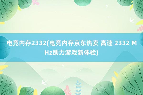 电竞内存2332(电竞内存京东热卖 高速 2332 MHz助力游戏新体验)