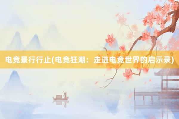 电竞景行行止(电竞狂潮：走进电竞世界的启示录)