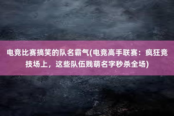 电竞比赛搞笑的队名霸气(电竞高手联赛：疯狂竞技场上，这些队伍贱萌名字秒杀全场)