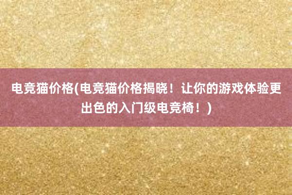 电竞猫价格(电竞猫价格揭晓！让你的游戏体验更出色的入门级电竞椅！)