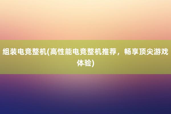 组装电竞整机(高性能电竞整机推荐，畅享顶尖游戏体验)