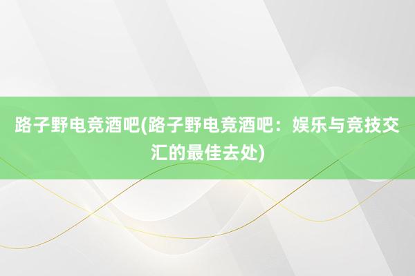 路子野电竞酒吧(路子野电竞酒吧：娱乐与竞技交汇的最佳去处)