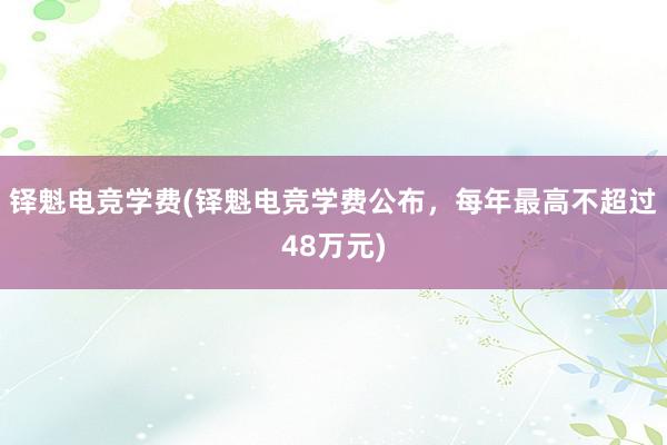 铎魁电竞学费(铎魁电竞学费公布，每年最高不超过48万元)