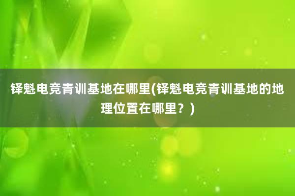 铎魁电竞青训基地在哪里(铎魁电竞青训基地的地理位置在哪里？)