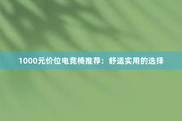 1000元价位电竞椅推荐：舒适实用的选择