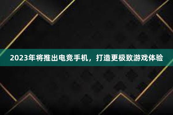 2023年将推出电竞手机，打造更极致游戏体验