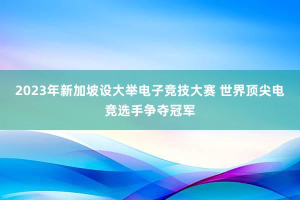 2023年新加坡设大举电子竞技大赛 世界顶尖电竞选手争夺冠军