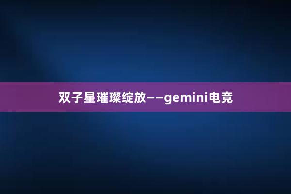 双子星璀璨绽放——gemini电竞