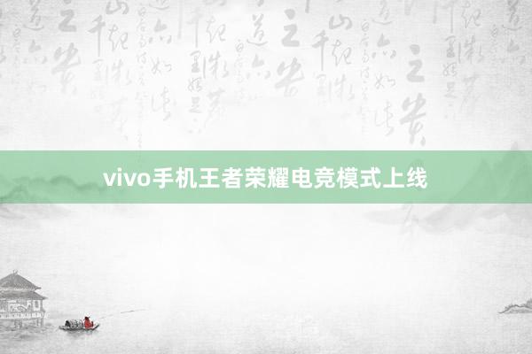 vivo手机王者荣耀电竞模式上线