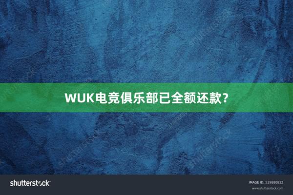 WUK电竞俱乐部已全额还款？