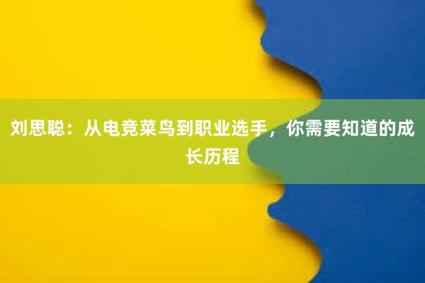 刘思聪：从电竞菜鸟到职业选手，你需要知道的成长历程