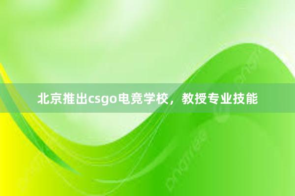 北京推出csgo电竞学校，教授专业技能