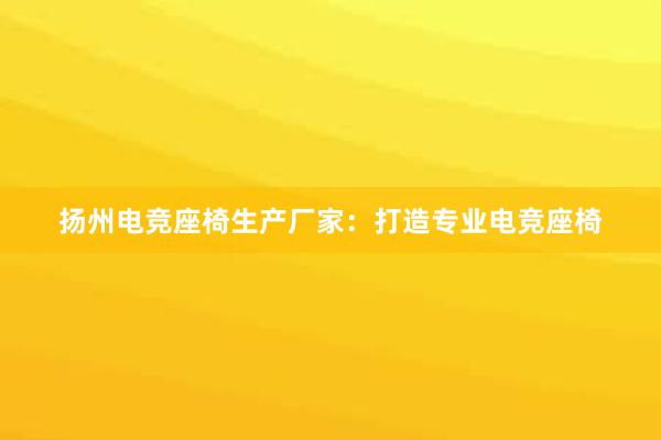 扬州电竞座椅生产厂家：打造专业电竞座椅